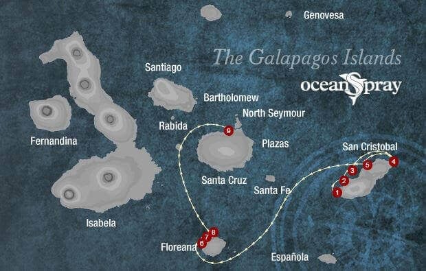 Ocean Spray Galapagos itinerary 4 day